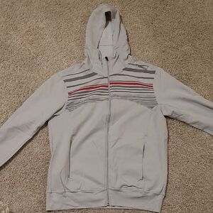 Brooks Gray and Red Striped Hoodie